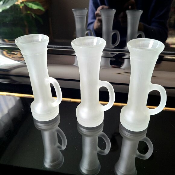 3 Keglevich frosted glass vodka glasses with handles. - Picture 1 of 6
